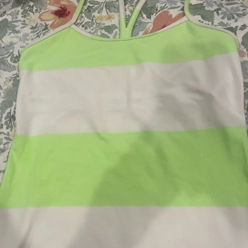 lululemon athletica Lime Green and White Tank Top